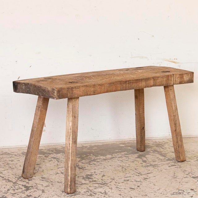 Antique Rustic Thick Slab Top Wood Console Table With Square Splay