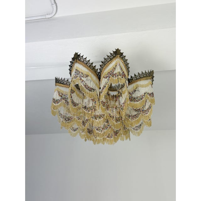 Art Deco Nine-Light Chandelier with Colored Fringes, 1940s For Sale - Image 10 of 13