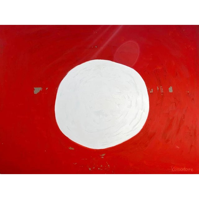 2000 - 2009 Pyra Sun, Abstract Geometric Composition with Red Background, 2005, Oil Painting For Sale - Image 5 of 5
