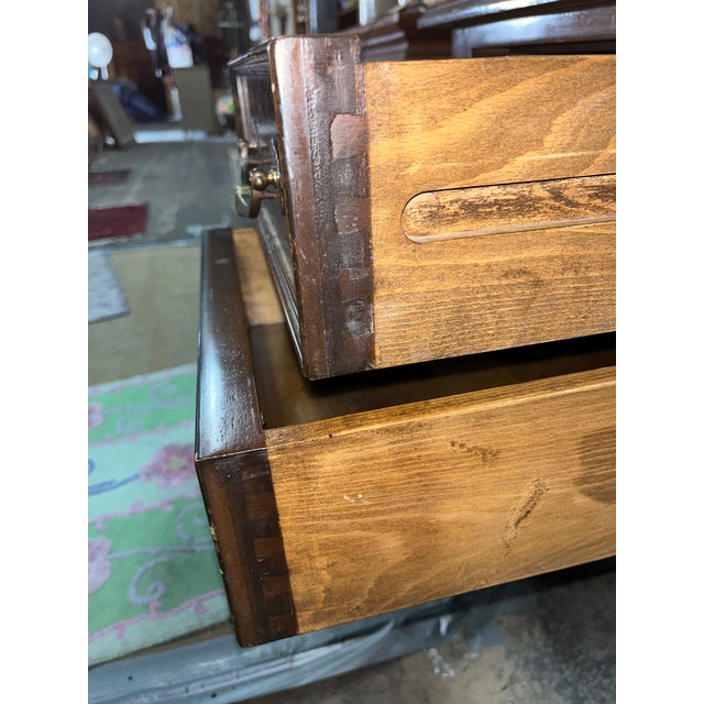 Late 20th Century Large Leather Top Walnut Desk Louis XV Style For Sale - Image 12 of 12