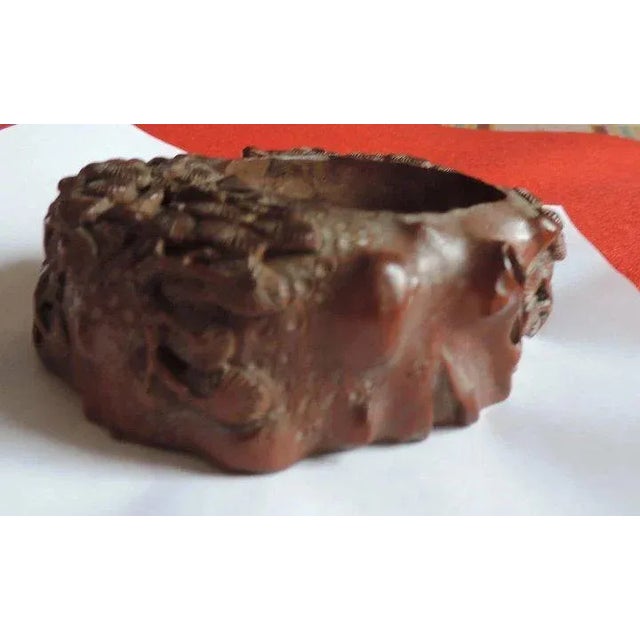 Wood 18th Century Chinese Carved Wood Scholar's Pine Branch Water Pot Brush Washer For Sale - Image 7 of 11