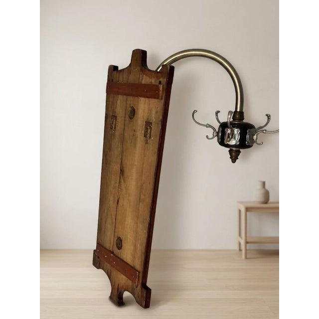 Mid-Century Wooden Coat Rack with Metal Hooks For Sale - Image 5 of 10