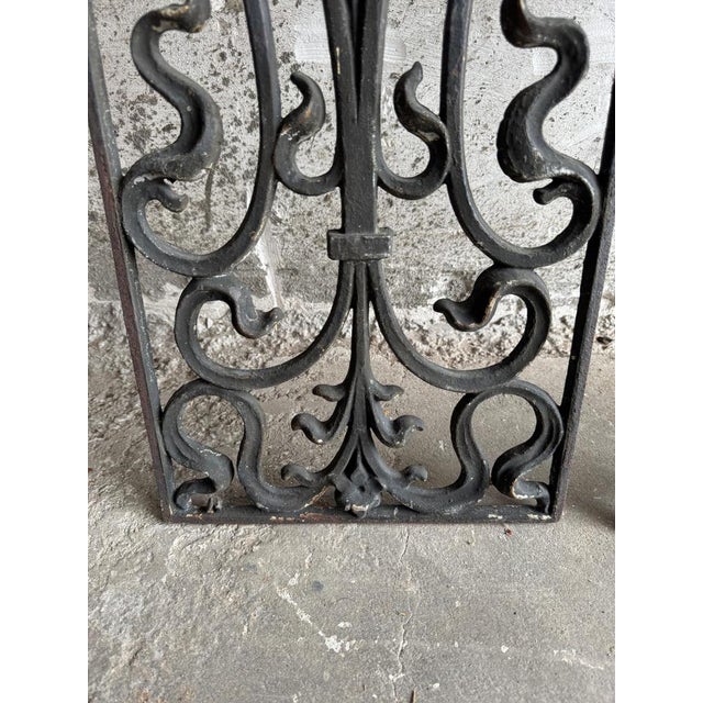 Vintage Wrought Iron Grilles Ornamental Scrollwork, Set of 2 For Sale - Image 4 of 9