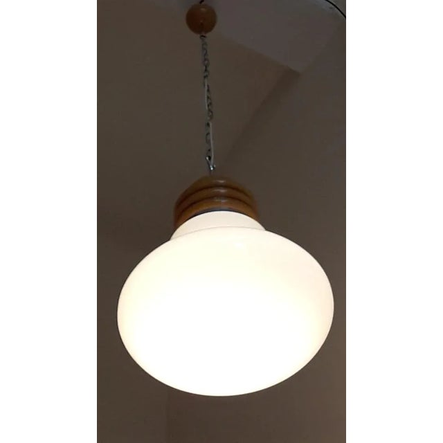 Vintage Ceiling Lamp in White Opaque Glass & Mustard-Colored Metal Assembly, 1970s For Sale - Image 6 of 7