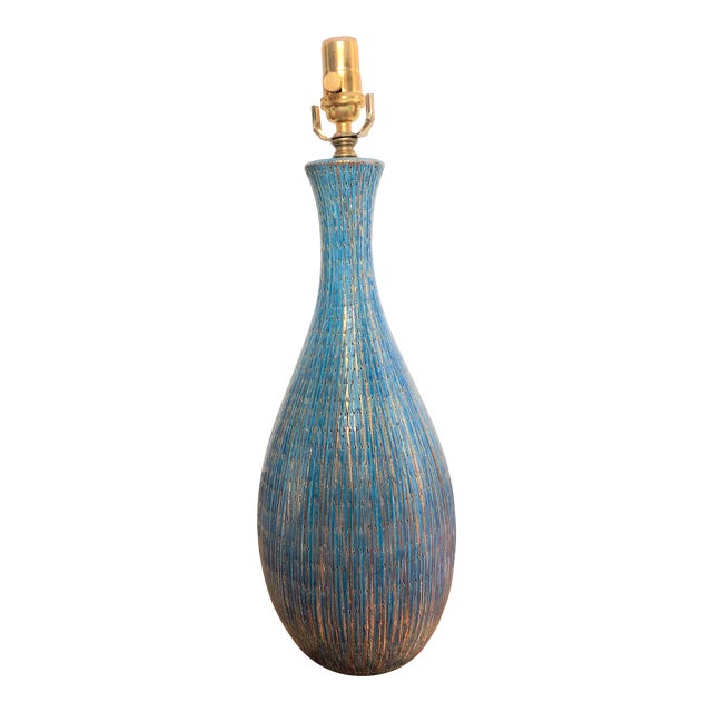 Bitossi Teal and Gold Lamp For Sale