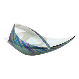 Vintage White and Iridescent Ceramic N 6768 Bowl by Lusso, Italy, 1950s For Sale
