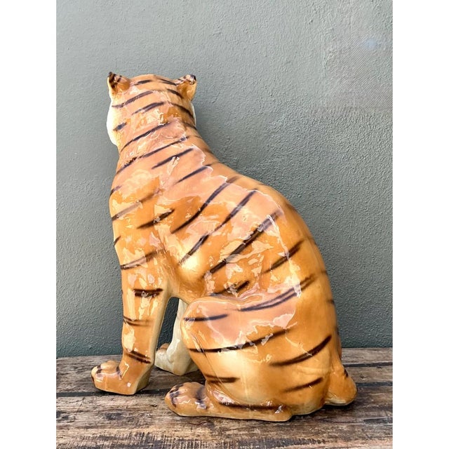 Vintage Italian Ceramic Tiger Statue For Sale - Image 11 of 12