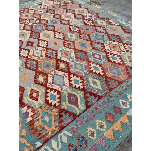 Large Afghan Kilim Rug With Vibrant Geometric Patterns - 8.9 X 11.4 Ft For Sale - Image 9 of 11