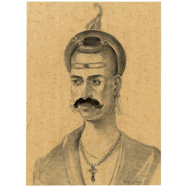A original group of three charcoal drawings – Prakash Hari Sonawane, Three Portraits: Baji Rao I, Roop Singh & Charan...