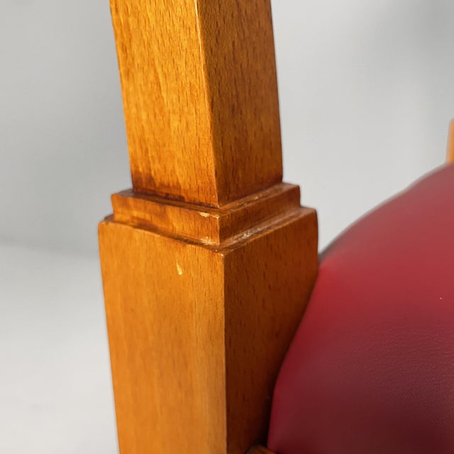 Mid-Century Modern Italian Wooden Chairs with Burgundy Sky, 1940s, Set of 6 For Sale - Image 9 of 15