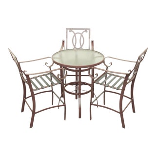 Woodard Belden Aluminum Patio 4 Piece Patio High Top Table & Chairs Set - Set of 4 For Sale