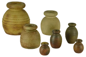 Bulbous Studio Ceramic Vases in Earth Tones by Piet Knepper, 1970s, Set of 7