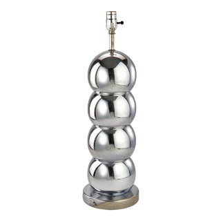 Mid-Century Modern Table Lamp of 4 Stacked Chrome Balls For Sale