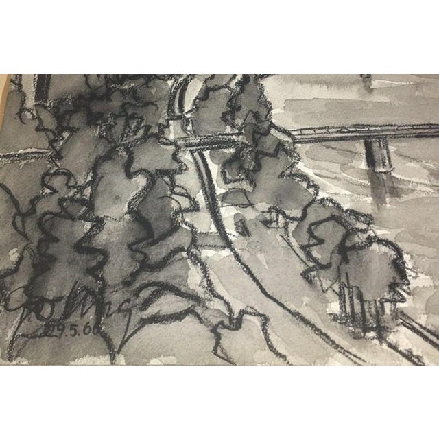 Iron Bridge, Charcoal & Ink For Sale - Image 9 of 11