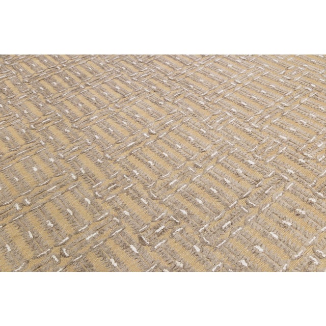 10 X 14 Contemporary Soumak Tan Wool and Jute Rug Handmade Geometric For Sale - Image 9 of 11