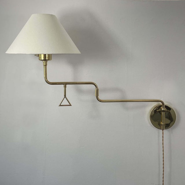 Articulating Brass Wall Light, 1950s For Sale - Image 11 of 16