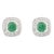 2.63 Ct Cushion Cut Emerald and Diamond Halo Stud Earrings- 2 Pieces For Sale