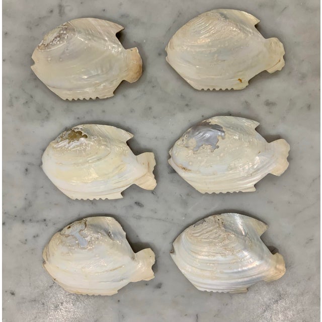 Shell Set of 6 Hand-Made Mother‑of‑Pearl Fish Bowls — Caviar or Appetizer Dishes, 4.5” Wide for Palm Beach & Coastal Styles - See Pics! For Sale - Image 7 of 7