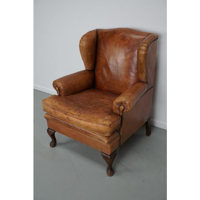 Brown Set of Vintage Dutch Cognac Leather Club Chair and Ottoman For Sale - Image 8 of 18