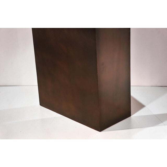 Minimalist Console in Travertine and Patinated Metal, 1970s For Sale - Image 15 of 18