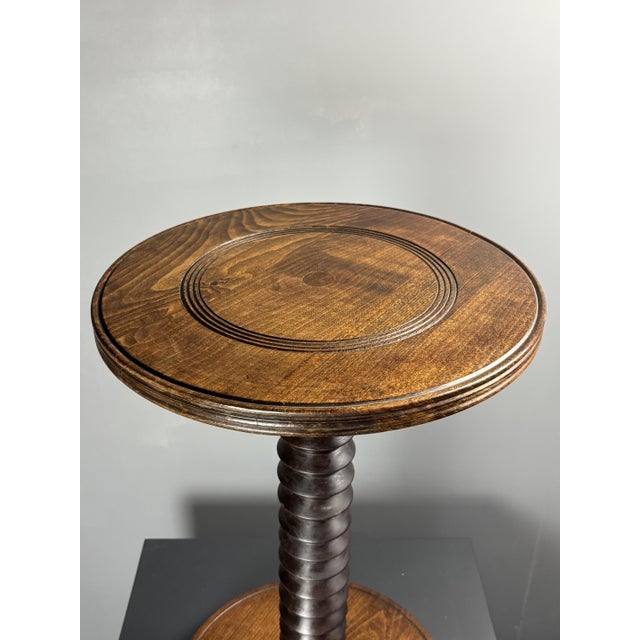 Wood Mid-Century Brutalist French Wood Turned Winepress Side Table in the style of Charles Dudouyt, 1950s For Sale - Image 7 of 13