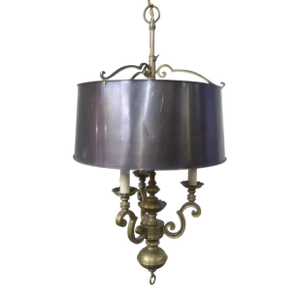 Vintage Brass Chandelier With Tole Shade