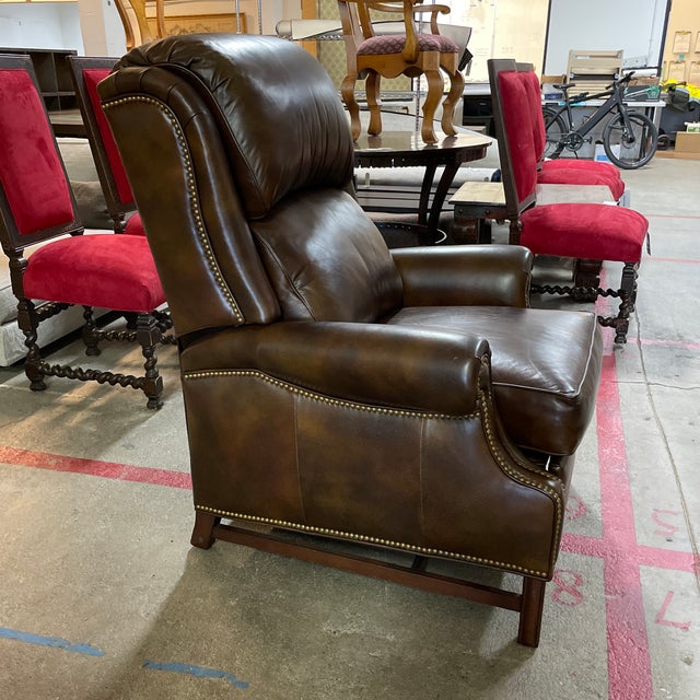 Hancock & Moore 1044 Sadler High Leg Recliner Brown Tipped Leather