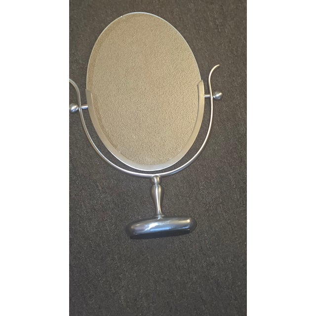 Mid-Century Modern Authentic Charles Hollis Jones "Wishbone" Double-Sided Platinum Finish Mirror. For Sale - Image 3 of 4