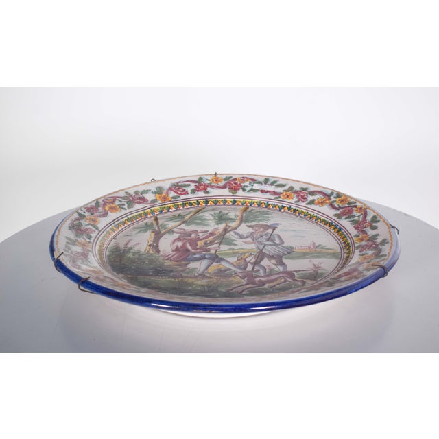 Large Portuguese Earthenware Plate from Sant'Aana, 1920s For Sale - Image 6 of 8