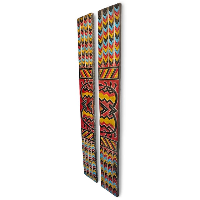 Beautiful colorful Ethiopian tribal wood carved panels. This tribe has a rich tradition of religious painting,...