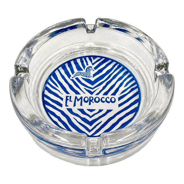 Vintage El Morocco Nyc Nightclub Ashtray Dish Zebra Glass New York City For Sale