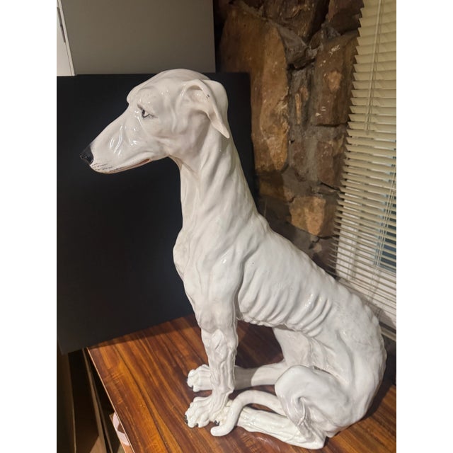 Italian Life-Size, Ceramic Sculpture of Greyhound For Sale - Image 9 of 16