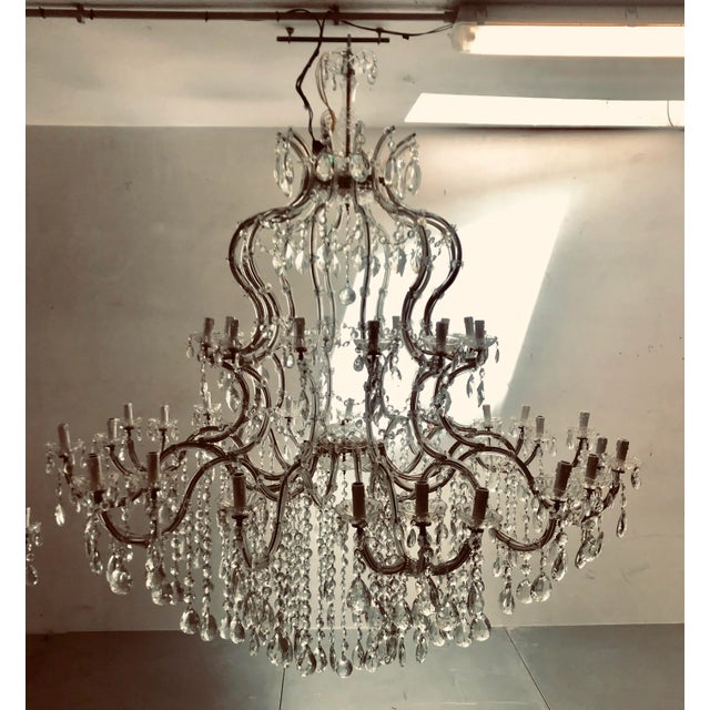 Mid-Century Italian Lead Crystal Chandelier, 1950s For Sale - Image 3 of 10