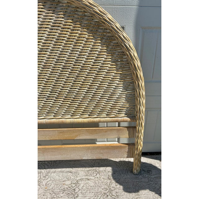 1970s Vtg. Palecek Coastal Style Rattan Queen Size Rounded Headboard For Sale - Image 5 of 13