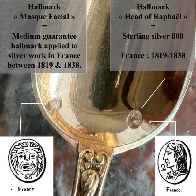 Jam Spoons in Vermeil and Sterling Silver, France, Set of 6 For Sale - Image 9 of 11