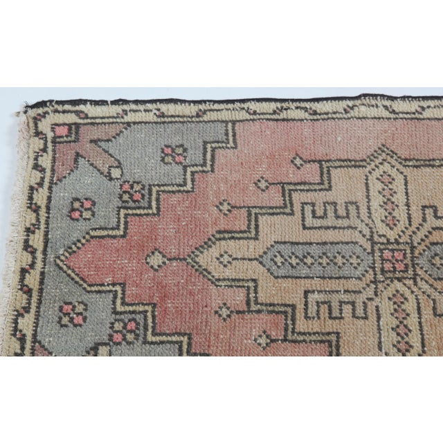 Urkish Tribal Accent Rug for Entryway - Neutral Vintage Turkish Rug With Faded Tribal Motifs -1' 9'' X 3' 3'' For Sale In Tampa - Image 6 of 10