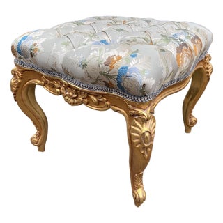 1980 Artisan Louis XVI Gold Pistachio Beech Bench For Sale