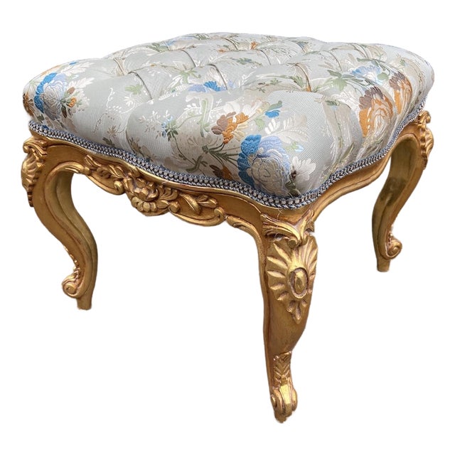 1980 Artisan Louis XVI Gold Pistachio Beech Bench For Sale