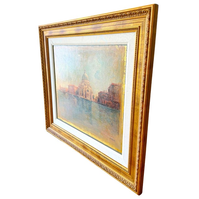 1970s Large Original Oil Painting "Horizons" Venice Grand Canal Impressionist by Armand Merizon For Sale - Image 9 of 10