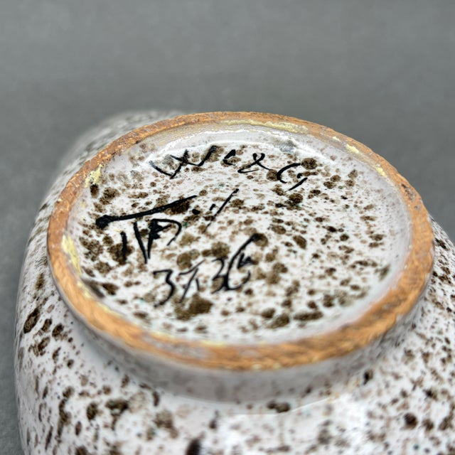 Cream Vintage Italian Mid-Century Modern Abstract Glazed Ceramic Art Pottery Dish Catchall For Sale - Image 8 of 8