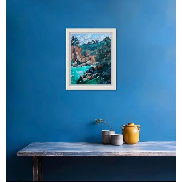 Quiet Places & Coastal — Mendocino Ocean Cove Original oil painting by Haas, 18 x 14 unframed linen panel, signed. A...