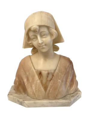 Antique Victorian Alabaster Bust, 1860