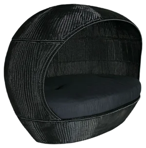 Outdoor Black Interlaced Nettuno Sofa in PLT with Black Cushion from VGnewtrend