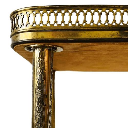 Vintage Hollywood Regency Neoclassical Brass Side Table with Leather Top and Gallery Edge, 1960s For Sale - Image 9 of 13