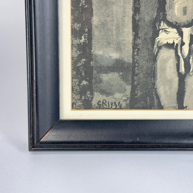 Wood engraving after Georges Rouault (French, 1871-1958) from the Passion series: Christ crucified before an arched...