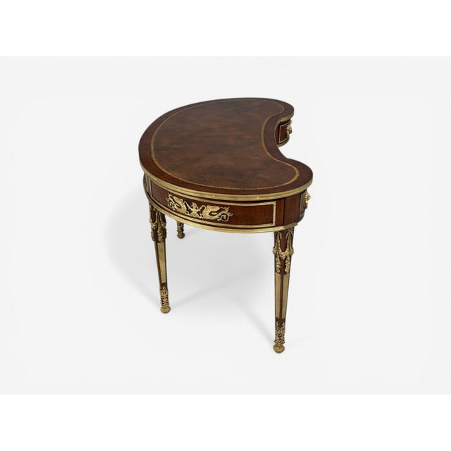 Guillaume Grohé, Kidney Shaped Desk and Chair, Leather, Bronze, France, 19th C. For Sale - Image 16 of 18