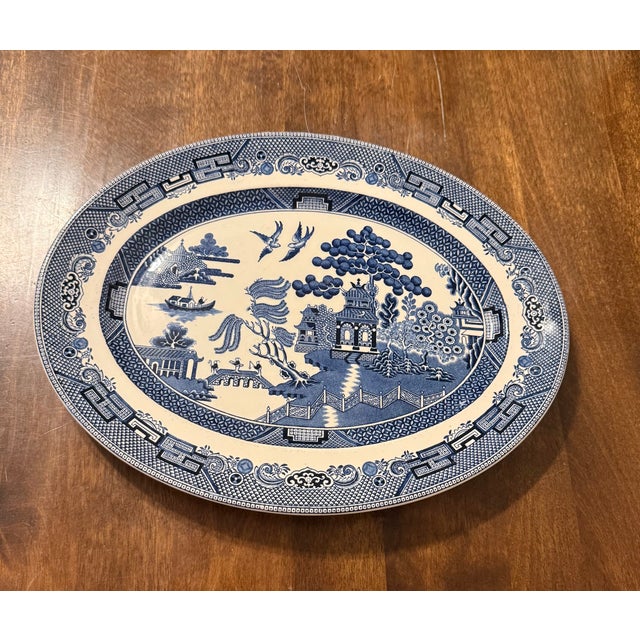Blue Willow Serving Platter by Johnson Bros. For Sale - Image 6 of 13