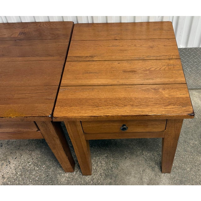 Broyhill Broyhill Attic Heirloom Rustic Oak Farmhouse End Tables - A Pair For Sale - Image 4 of 12