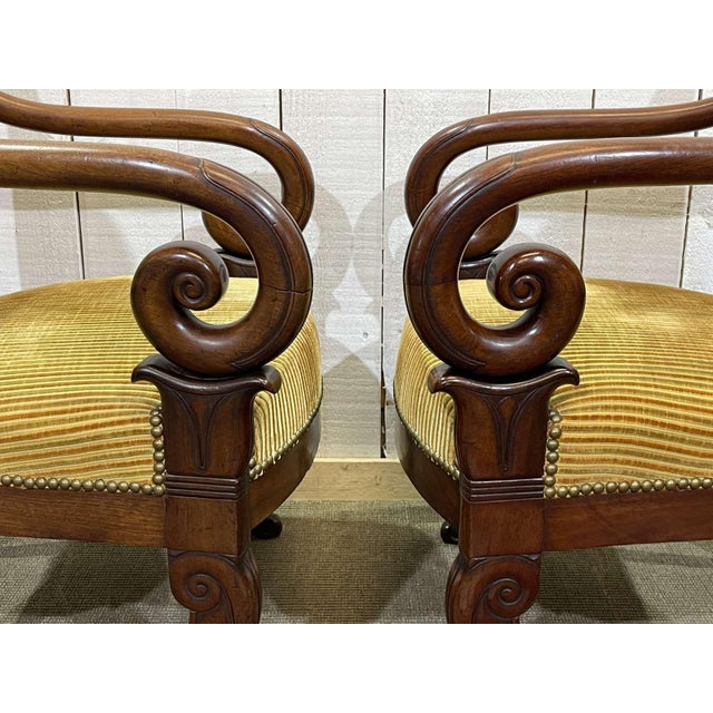 Mahogany Armchairs with Crossbars, 19th Century, Set of 2 For Sale - Image 17 of 18
