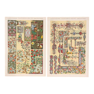 Pair of Illuminated Manuscript Chromolithographs From Grammar of Ornament by Owen Jones For Sale